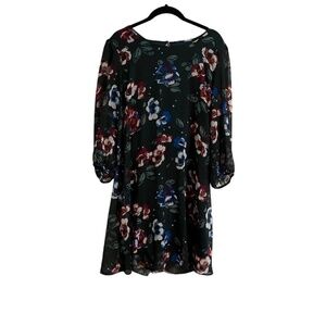 Calvin Klein Dress S Green Floral Mini Sheer Flowy Tropical Boho Western Preppy